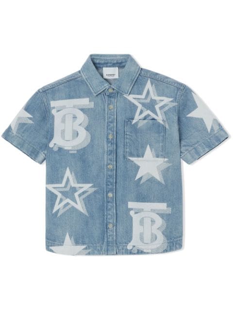 Burberry Kids chemise en jean à motif monogrammé