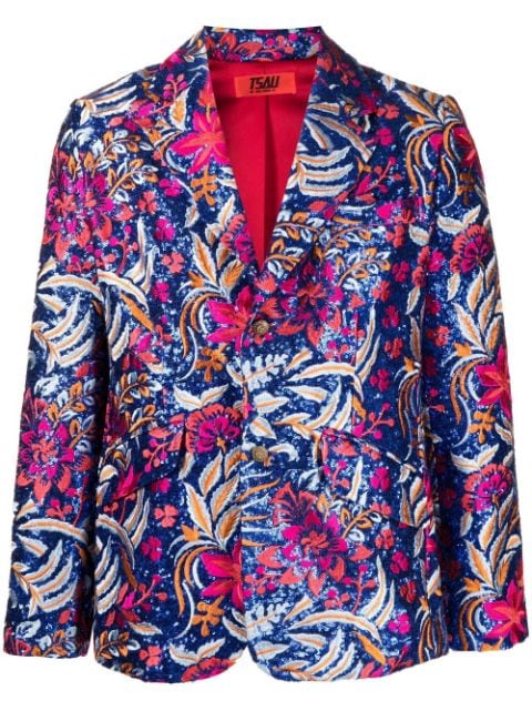 TSAU sequin-floral-embroidery jacket