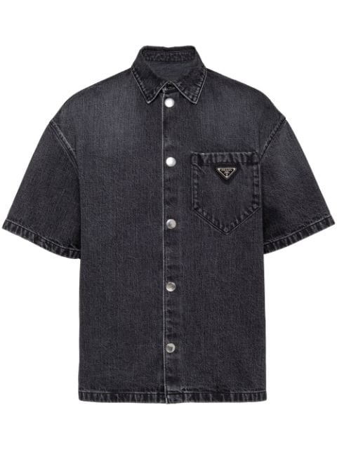 Prada Camisa jeans com logo triangular