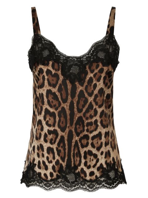 Dolce & Gabbana leopard-print lace-detailing camisole