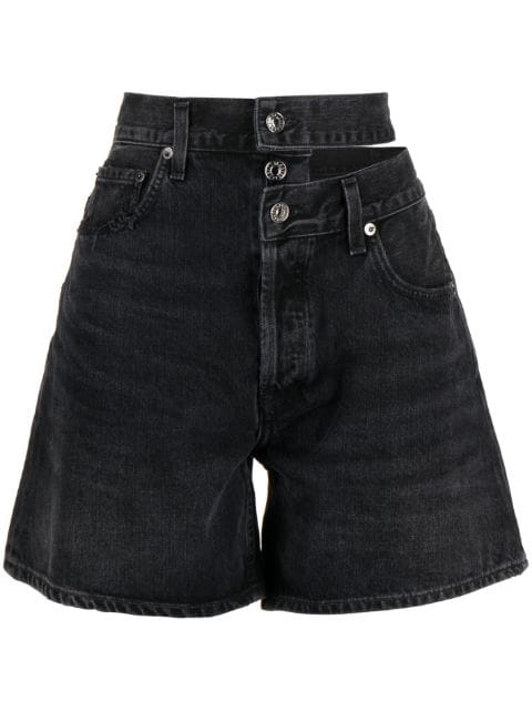 AGOLDE broken-waistband denim shorts