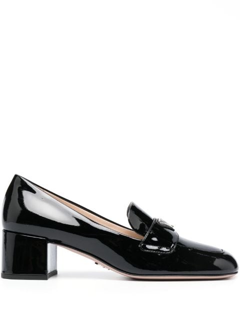 Prada 50mm triangle-logo patent leather loafers