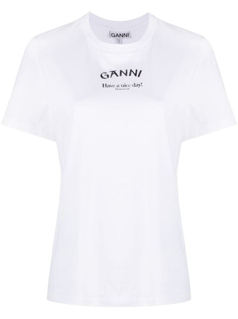 GANNI logo-print organic cotton T-shirt