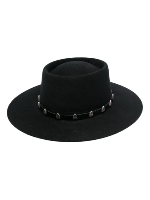 Philipp Plein stud-embellished wool boater hat