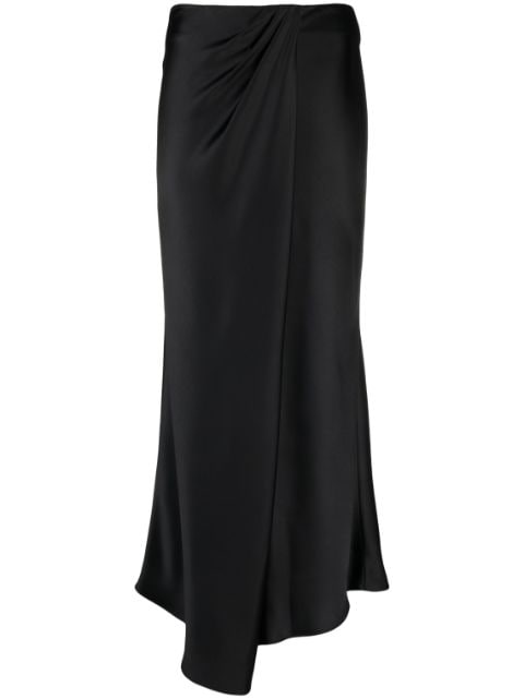 PINKO satin-finish asymmetric maxi skirt