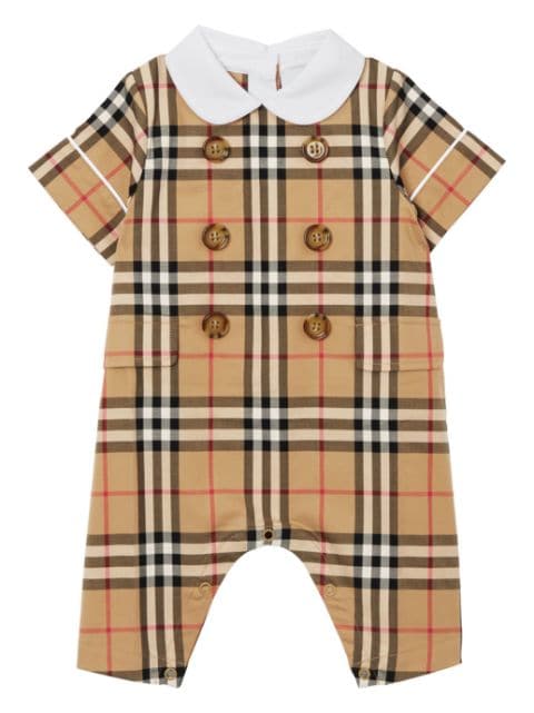 Burberry Kids check-pattern stretch-cotton romper