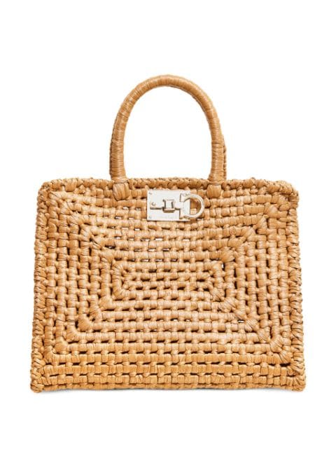 Ferragamo Studio Box raffia tote bag