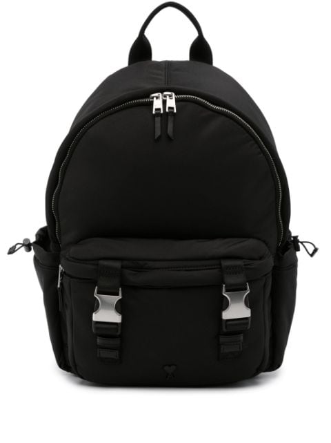 AMI Paris logo-plaque zipped backpack