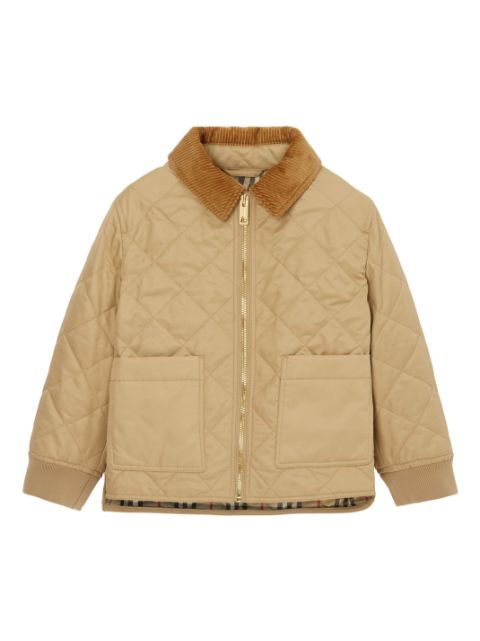 Burberry Kids corduroy-collar quilted jacket