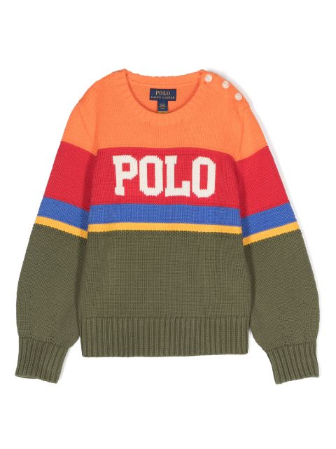 Ralph Lauren Kids logo-print striped jumper