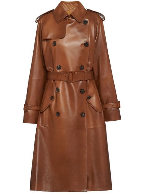 Prada double-breasted leather coat