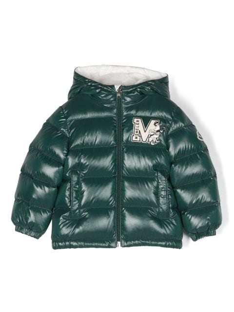 Moncler Enfant Gefütterter Mantel mit Logo-Patch