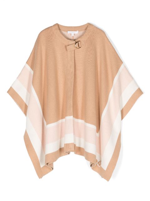 Chloé Kids stripe-detail asymmetric poncho