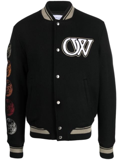 Off-White logo-appliqué bomber jacket