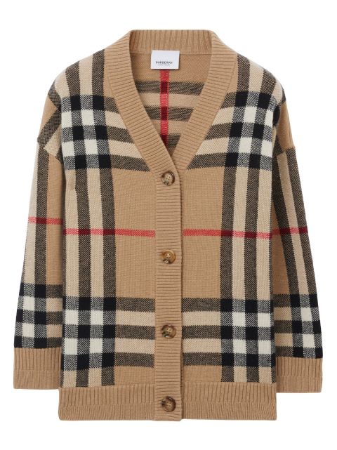 Burberry Kids checkered buttoned knitted cardigan