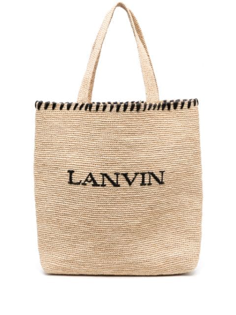 Lanvin tote de rafia con logo bordado