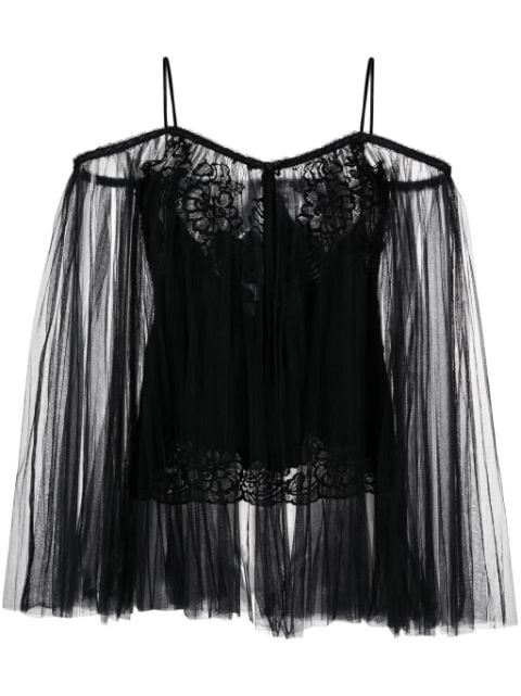 Alexander Wang lace-embroidered charmeuse tunic top