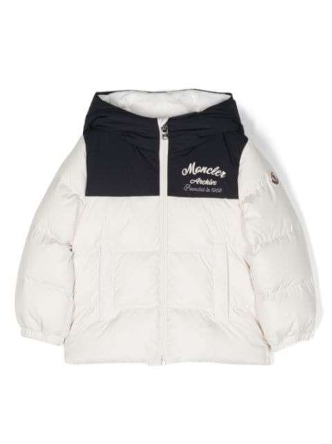 Moncler Enfant logo-embroidered hooded padded coat