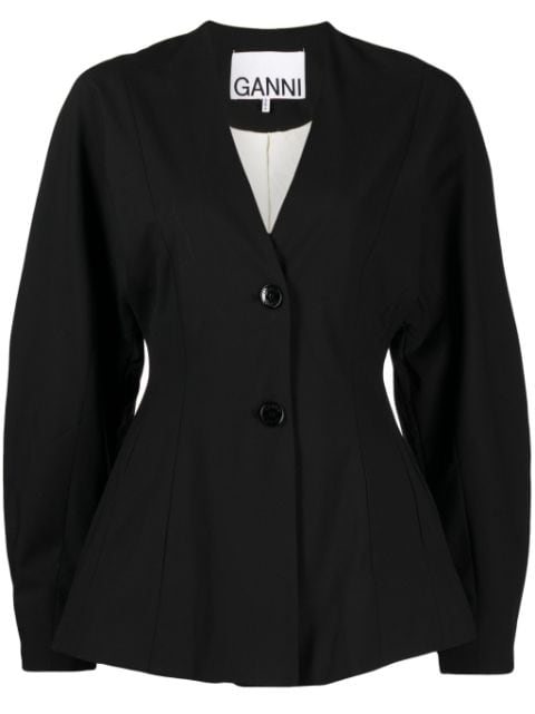 GANNI V-neck single-breasted blazer