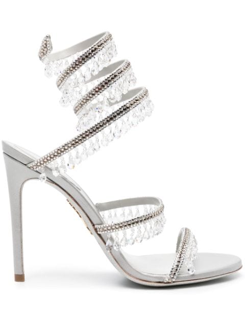 René Caovilla Chandelier 115mm crystal-fringed leather sandals