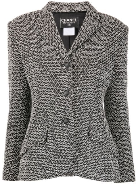CHANEL Pre-Owned blazer en tweed à simple boutonnage (1998)