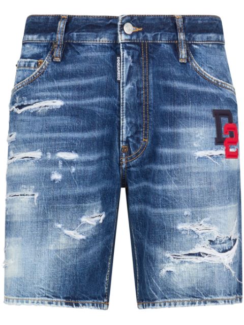 DSQUARED2 logo-appliqué distressed denim shorts