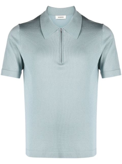 SANDRO short-zip piqué-weave polo shirt