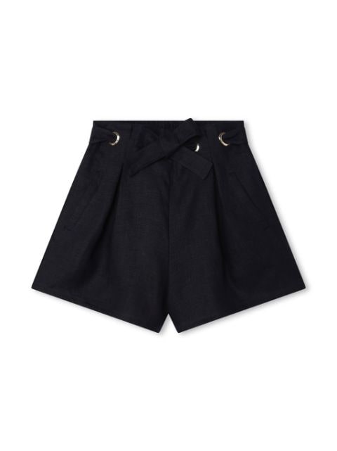 Chloé Kids pleat-detail linen shorts