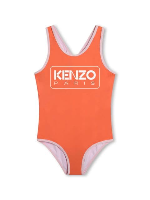 Kenzo Kids logo-print contrastring-trim swimsuit 