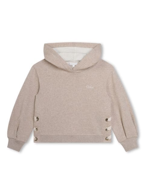 Chloé Kids logo-embroidered organic cotton hoodie