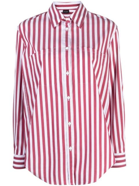 Fay logo-embroidered striped shirt