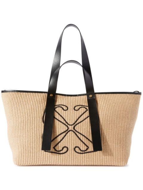 Off-White Arrows raffia tote bag