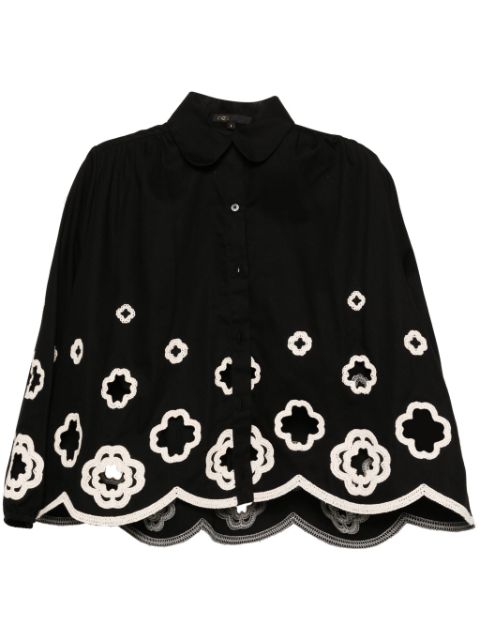 Maje logo-embroidery cotton blouse