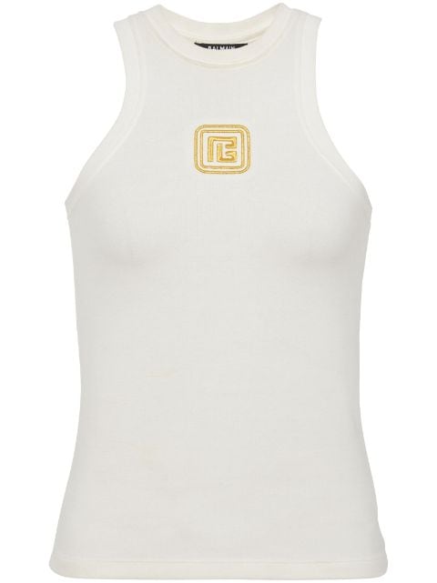 Balmain logo-embroidered tank top