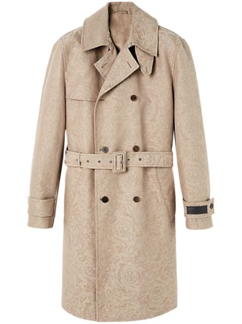 Versace floral-jacquard cotton trench coat 