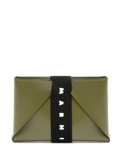 Marni logo-strap leather cardholder