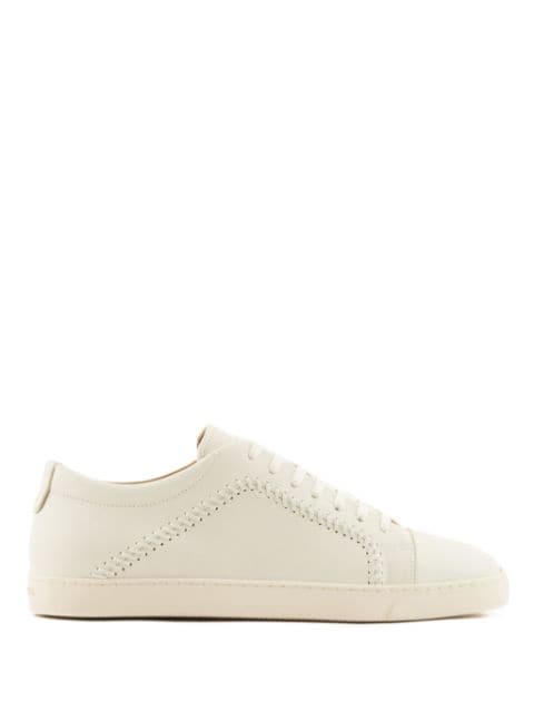 Giorgio Armani whipstitch-trim leather sneakers