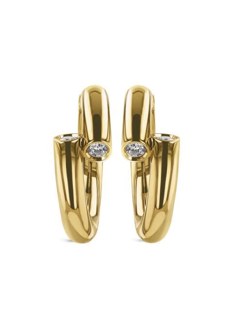 Pragnell 18kt yellow gold Eclipse diamond huggie-hoop earrings