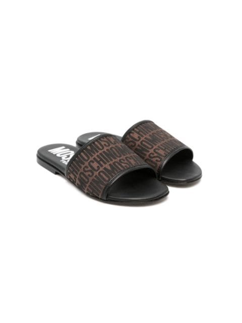 Moschino Kids monogram-jacquard slides