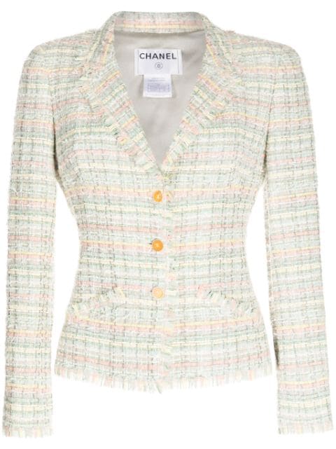 CHANEL Pre-Owned 2005 logo-button tweed blazer