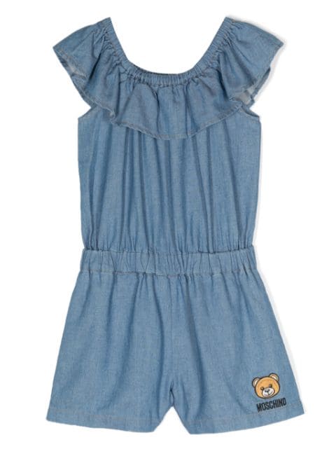 Moschino Kids Teddy Bear-embroidered playsuit