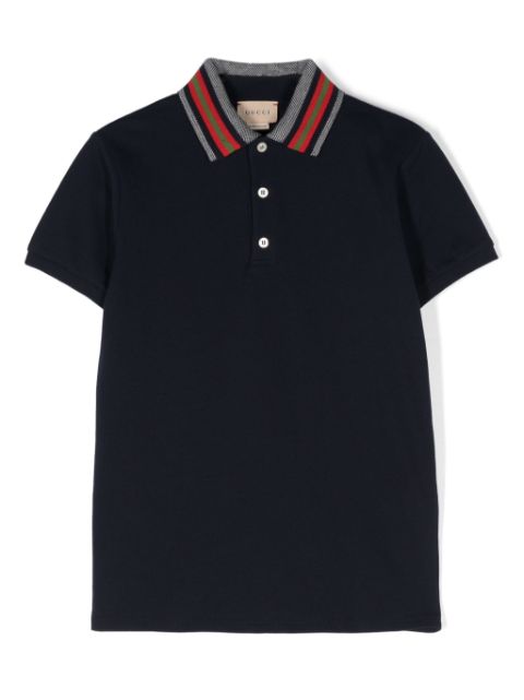 Gucci Kids Web Stripe cotton polo shirt