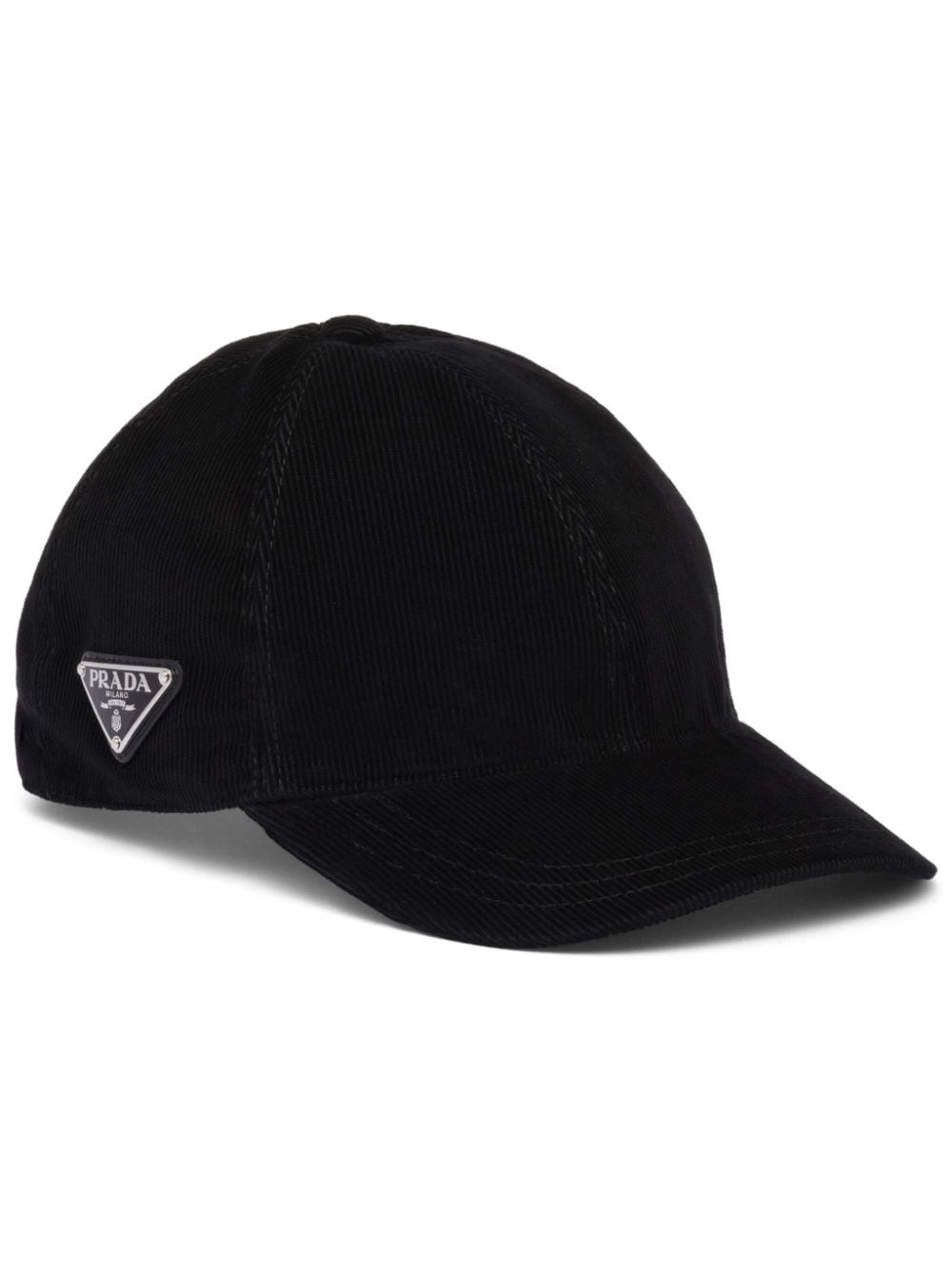 Image 1 of Prada triangle-logo corduroy baseball cap