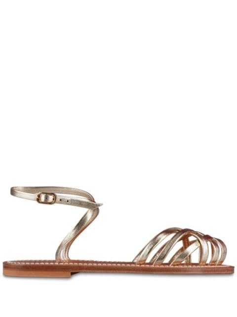 K. Jacques Demetria metallic leather sandals