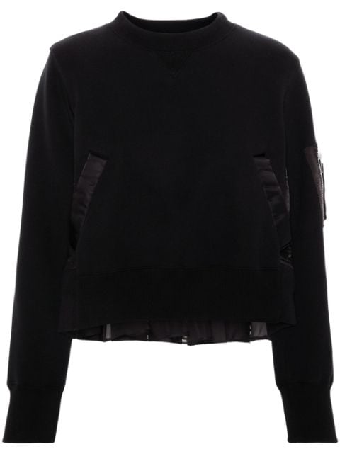 sacai panelled pleated sweatshirt