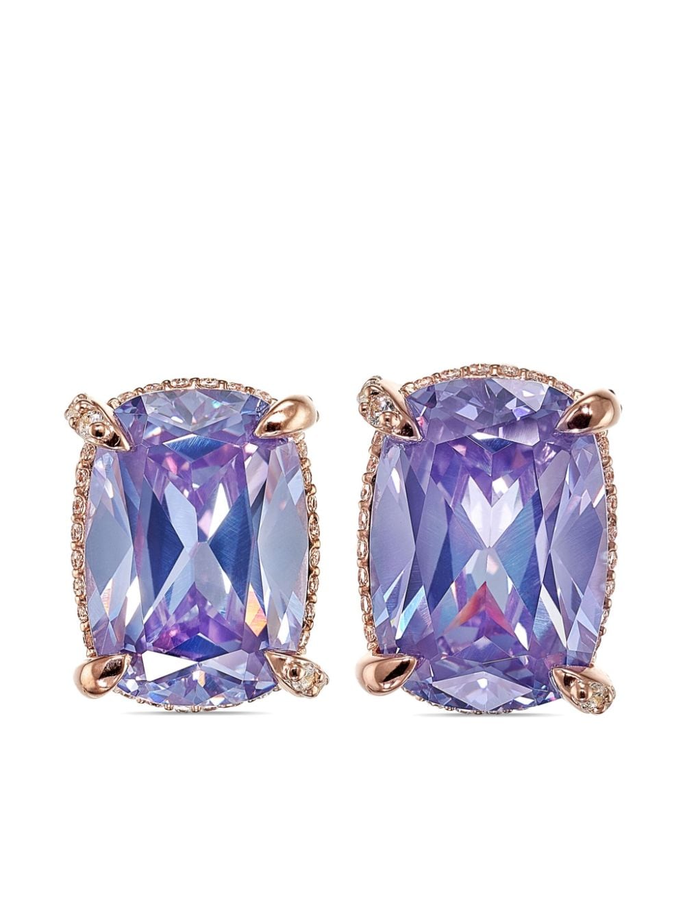 Image 1 of Anabela Chan 18kt rose gold vermeil Wing amethyst and diamond earrings