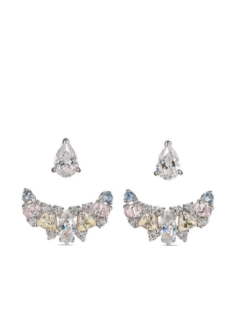 Anabela Chan aretes Twinkle Ear-Jacket en oro blanco de 18kt