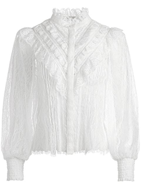 alice + olivia Rheba mock-neck lace blouse