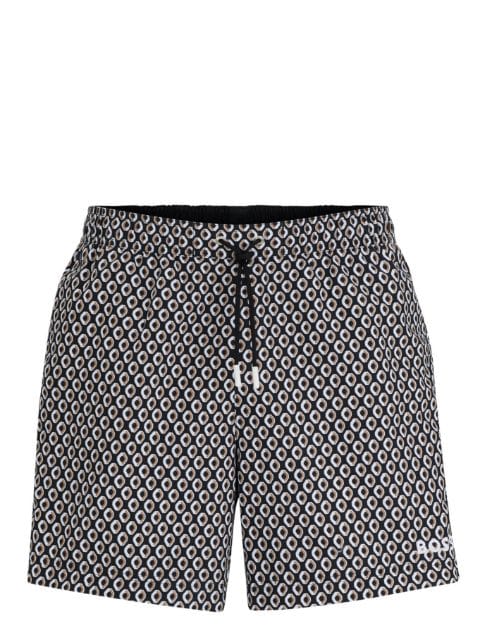 BOSS geometric-print logo-embroidered swim shorts