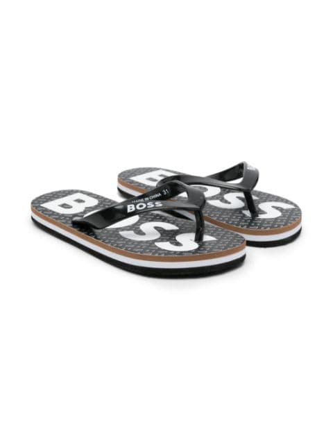 BOSS Kidswear Teenslippers met logoprint